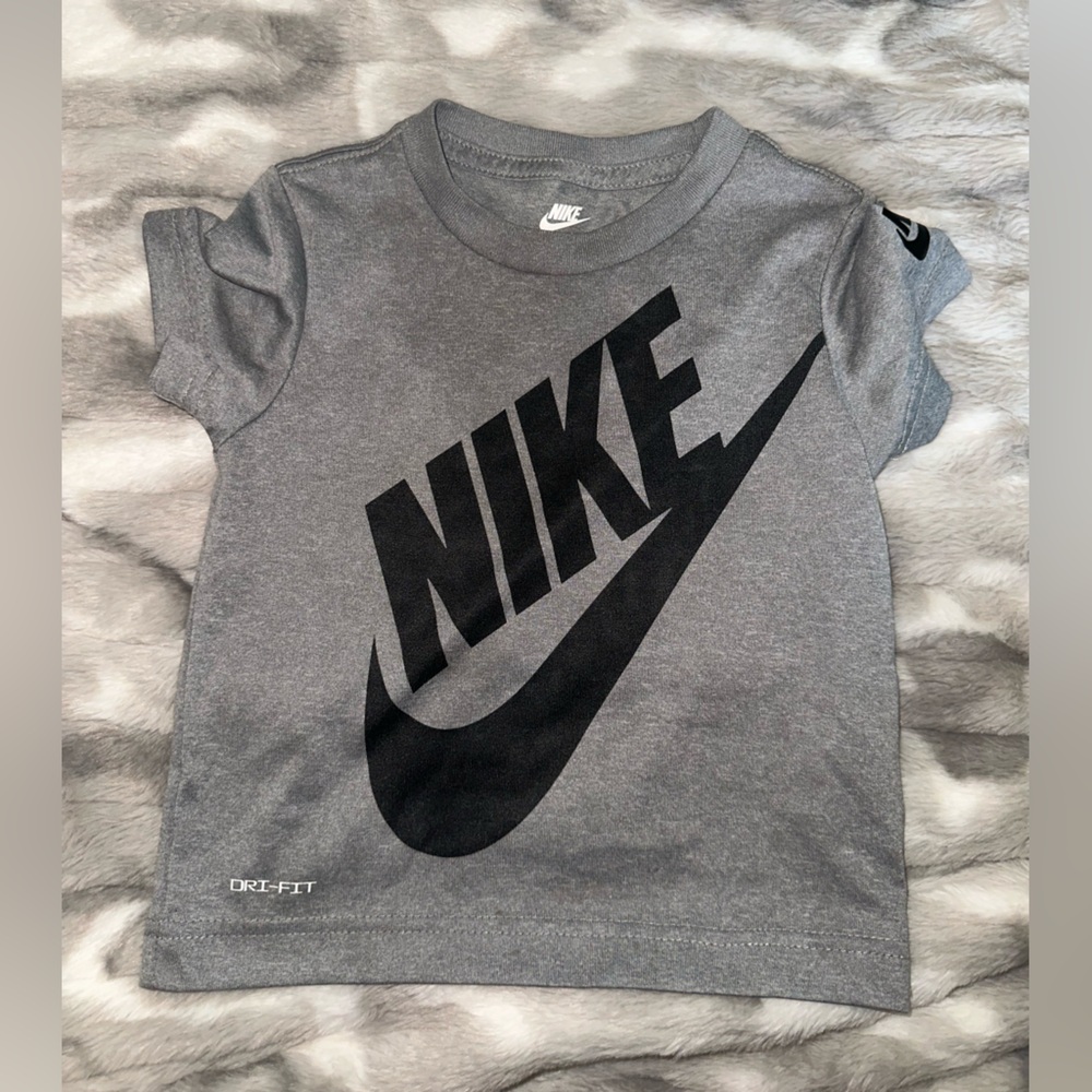 Nike Toddler Dri-Fit Charcoal Gray Tee with Black Logo